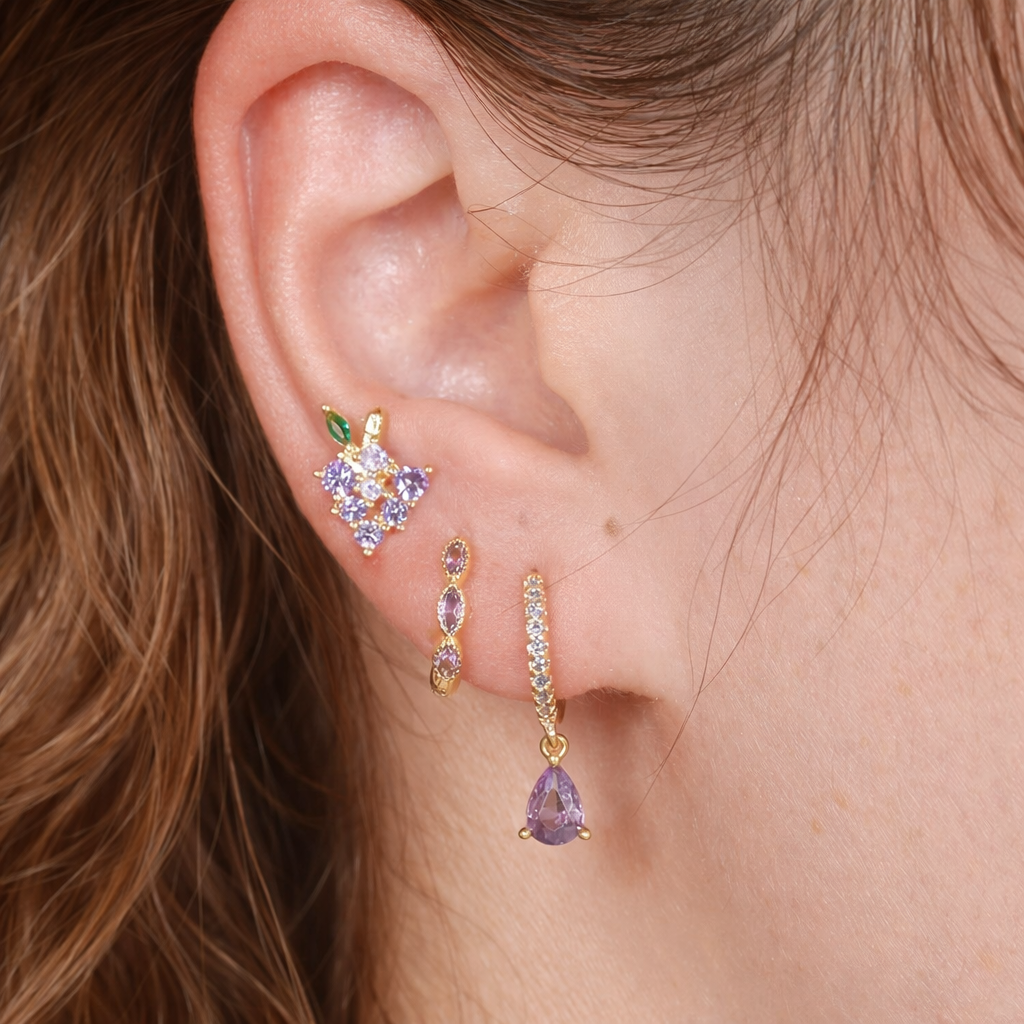 Orecchini uva e pietra viola