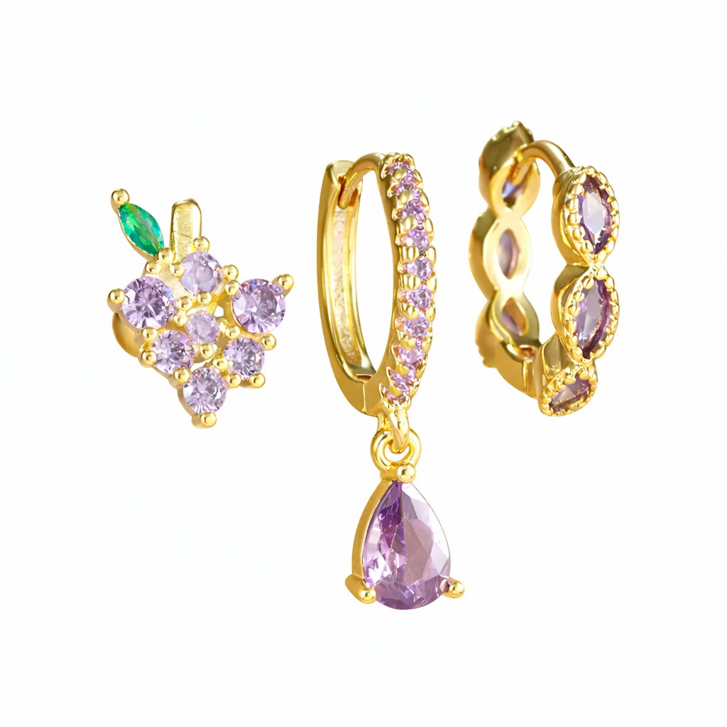 Orecchini uva e pietra viola